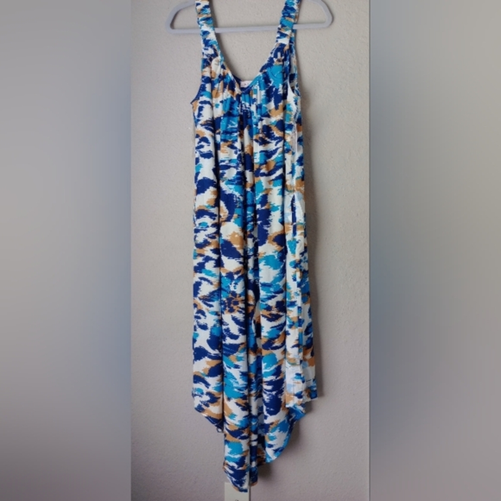 Harlow & Rose Blue and White Women's Jumpsuit with Pleats Size L